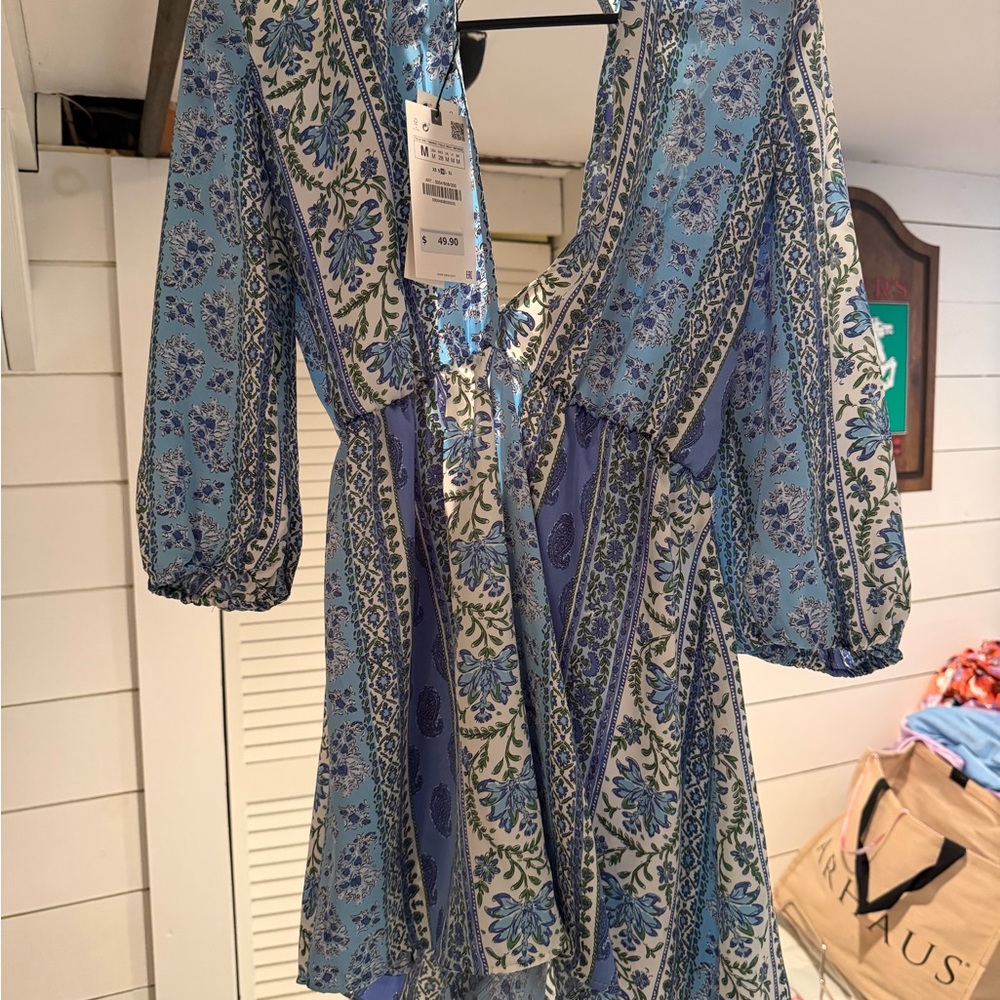 Zara Blue and White Floral Dress